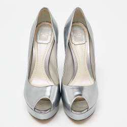 Dior Silver Patent Leather Miss Dior Pumps Size 40