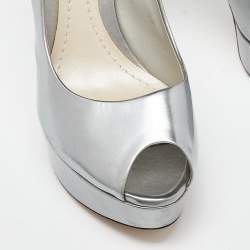 Dior Silver Patent Leather Miss Dior Pumps Size 40