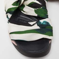 Dior Multicolor Printed Satin Brooklyn Wrap Around Sandals Size 36