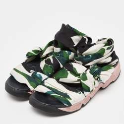 Dior Multicolor Printed Satin Brooklyn Wrap Around Sandals Size 36