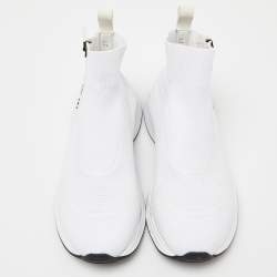 Pre Owned Dior White Knit Fabric B25 High Top Sneakers Size 36