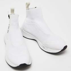 Pre Owned Dior White Knit Fabric B25 High Top Sneakers Size 36