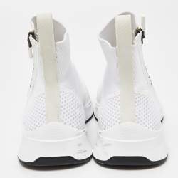Pre Owned Dior White Knit Fabric B25 High Top Sneakers Size 36