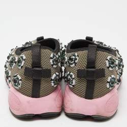 Pre Owned Dior Grey Embellished Mesh Fusion Sneakers Size 34.5