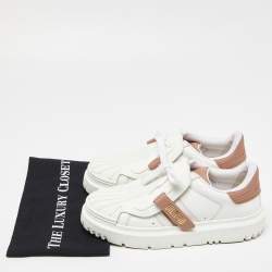 Pre Owned Dior  White/Beige Leather Dior ID Lace Up Sneakers Size 40.5