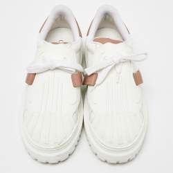 Pre Owned Dior  White/Beige Leather Dior ID Lace Up Sneakers Size 40.5
