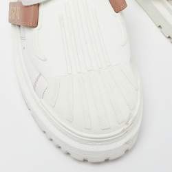 Pre Owned Dior  White/Beige Leather Dior ID Lace Up Sneakers Size 40.5