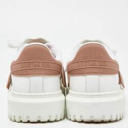 Pre Owned Dior  White/Beige Leather Dior ID Lace Up Sneakers Size 40.5