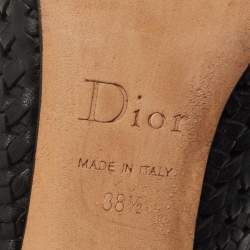 Dior Black Woven Leather CD Charm Bow Pumps Size 38.5