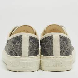 Pre Owned Dior Grey/White Embroidered Cannage Canvas Walk'n'Dior Sneakers Size 38