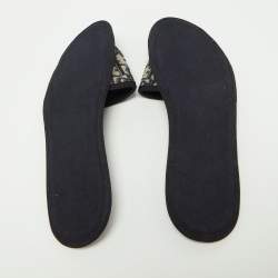 Dior Blue/Beige Fabric Oblique Chez Moi Flat Slide Sandals 41