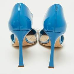 Pre Owned Dior Blue/Silver Patent Leather D'orsay Pumps Size 40