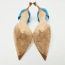 Pre Owned Dior Blue/Silver Patent Leather D'orsay Pumps Size 40