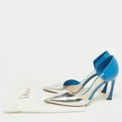 Pre Owned Dior Blue/Silver Patent Leather D'orsay Pumps Size 40