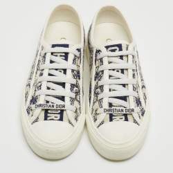 Dior White/Blue Canvas Walk'n'Dior  Sneakers Size 35.5