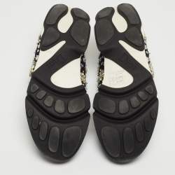 Pre Owned Dior Black Mesh Fusion Crystal Embellished Low Top Sneakers Size 38