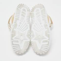 Pre Owned Dior White/Gold Leather and Fabric D-Player High Top Sneakers Size 35.5