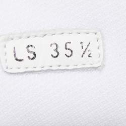 Pre Owned Dior White/Gold Leather and Fabric D-Player High Top Sneakers Size 35.5