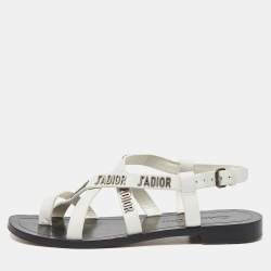Dior White Leather J'adior Strappy Flat Sandals Size 36