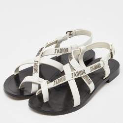 Dior White Leather J'adior Strappy Flat Sandals Size 36