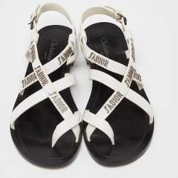 Dior White Leather J'adior Strappy Flat Sandals Size 36