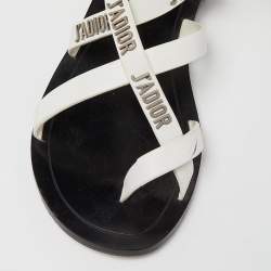 Dior White Leather J'adior Strappy Flat Sandals Size 36