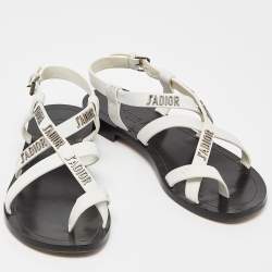 Dior White Leather J'adior Strappy Flat Sandals Size 36