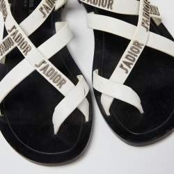 Dior White Leather J'adior Strappy Flat Sandals Size 36