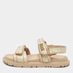 Dior Beige Woven Raffia DiorAct Sandals Size 41