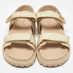 Dior Beige Woven Raffia DiorAct Sandals Size 41