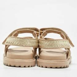 Dior Beige Woven Raffia DiorAct Sandals Size 41
