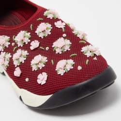 Pre Owned Dior Burgundy Mesh Fusion Slip On Sneakers Size 38
