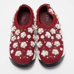 Pre Owned Dior Burgundy Mesh Fusion Slip On Sneakers Size 38