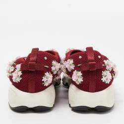 Pre Owned Dior Burgundy Mesh Fusion Slip On Sneakers Size 38