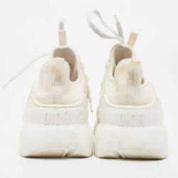 Pre Owned Dior White Fabric and PVC D-Connect Lace Up Sneakers Size 38