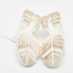 Pre Owned Dior White Fabric and PVC D-Connect Lace Up Sneakers Size 38