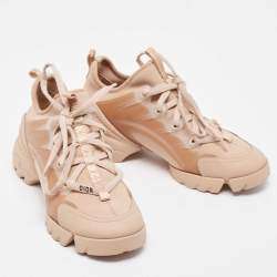 Dior Beige Fabric and PVC D-Connect Sneakers Size 36.5