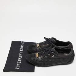 Pre Owned Dior Black Suede and Woven Leather Lace Up Sneakers Size 37