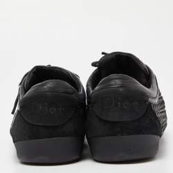 Pre Owned Dior Black Suede and Woven Leather Lace Up Sneakers Size 37