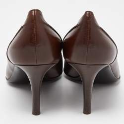 Pre Owned Dior Brown Leather Buckle Pointed Toe Pumps Size 41