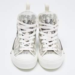 Dior Two Tone Oblique Mesh and Rubber B23 High Top Sneakers Size 35.5