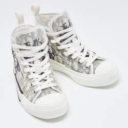Dior Two Tone Oblique Mesh and Rubber B23 High Top Sneakers Size 35.5