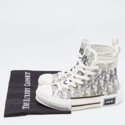 Dior Two Tone Oblique Mesh and Rubber B23 High Top Sneakers Size 35.5