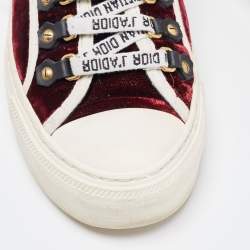 Pre Owned Dior Burgundy/White Velvet and Rubber Walk'n'Dior Sneakers Size 36.5