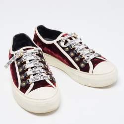 Pre Owned Dior Burgundy/White Velvet and Rubber Walk'n'Dior Sneakers Size 36.5
