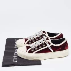 Pre Owned Dior Burgundy/White Velvet and Rubber Walk'n'Dior Sneakers Size 36.5