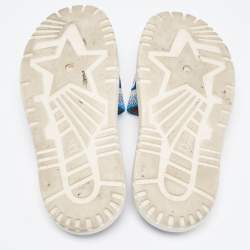 Pre Owned Dior Blue/White Embroidered Canvas Toile De Jouy Dway Slides Size 39