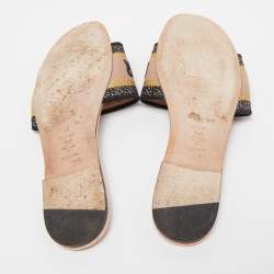 Dior Tricolor Embroidered Canvas Dway Flat Slides Size 37