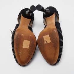 Pre Owned Dior Black Suede and Leather Mary Jane Pumps Size 38