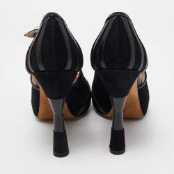 Pre Owned Dior Black Suede and Leather Mary Jane Pumps Size 38
